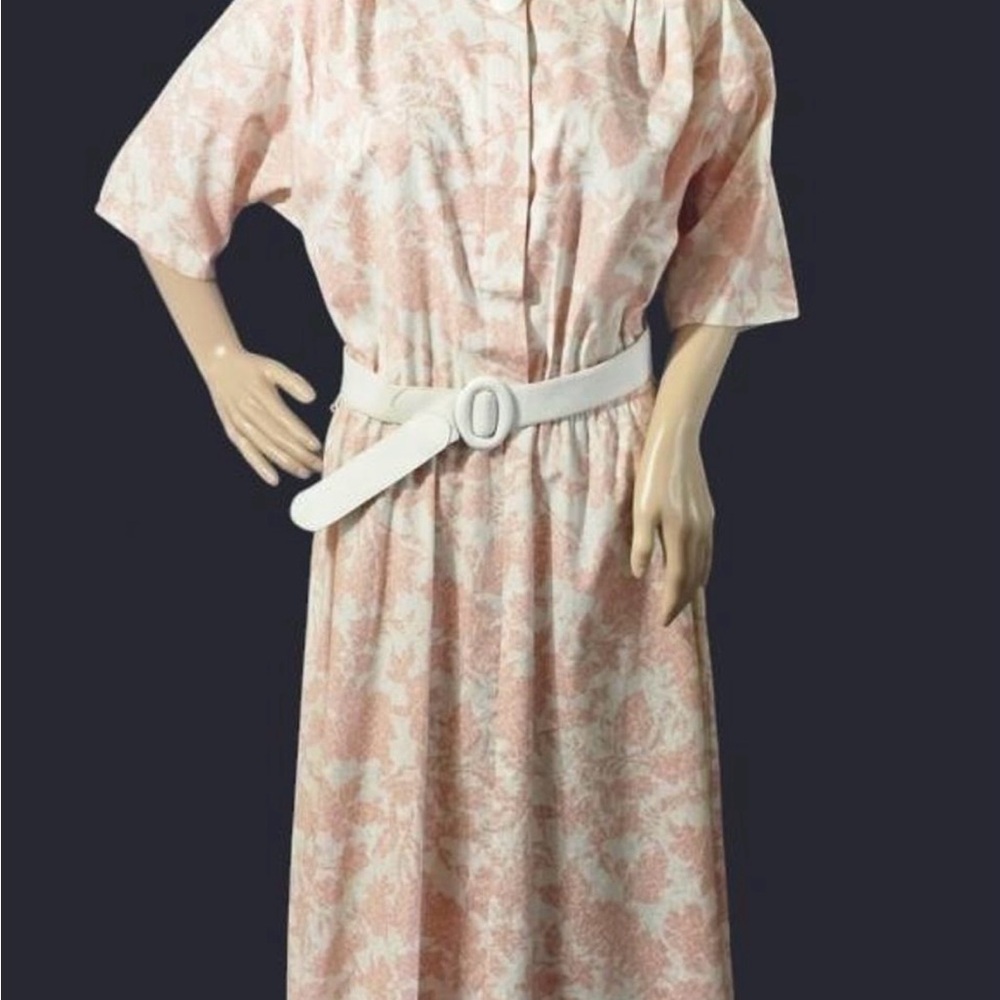 VTG 80’s Pink and White Floral Midi Dress